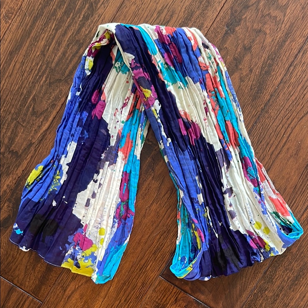 Colorful Abstract Pleated Scarf